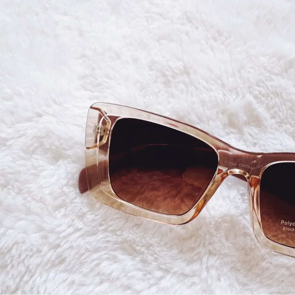 Lily Clear Mauve Rectangular Sunglasses